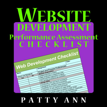 Preview of Classroom WEBSITE Template Design Performance Task Assessment Checklist Rubric