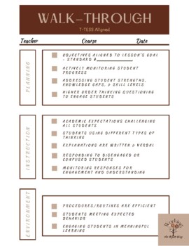 Preview of Classroom Walk-Through - T-TESS aligned