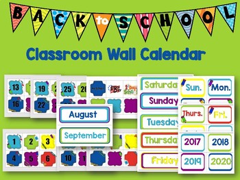 Classroom Wall Calendar pieces- Kids Back to School Theme ...
