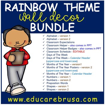 Preview of Classroom Wall Decor Rainbow Theme