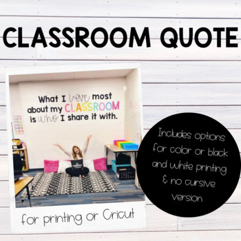 Preview of Classroom Wall Quote- What I love most about my classroom is who I share it with