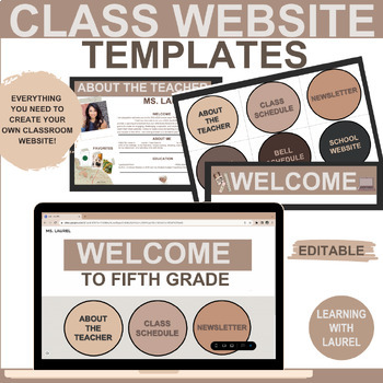 Preview of Classroom Website Templates & Tutorials for Google Sites ⎮Neutral Theme