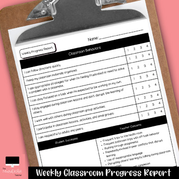 Preview of Classroom Weekly Progress Report