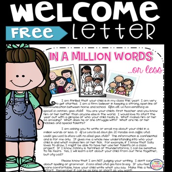 Preview of Classroom Welcome Letter Free