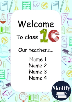 Preview of Classroom Welcome Sign / Teacher Names / classes 1-3 / Editable