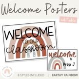 Classroom Welcome Signs | Earthy Boho Rainbow Theme | Edit