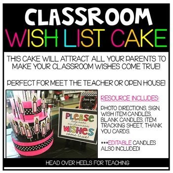 Preview of Classroom Wish List Cake {Wish List For Open House}