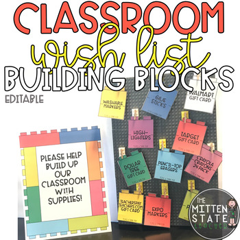 Preview of Classroom Wish List Editable Building Blocks Display
