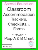 IEP Classroom Accommodations Trackers Checklists & Forms *