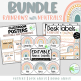 Classroom bundle | Rainbows with neutrals theme