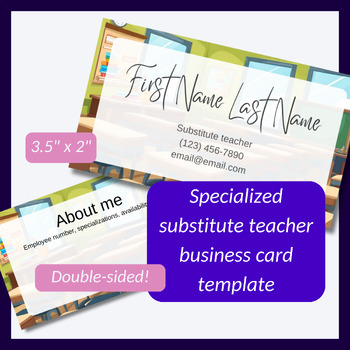 FREE Editable Business Cards for Substitute Teachers by Imaginative Teacher