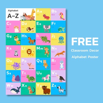Preview of Classroom decor alphabet poster | FREE