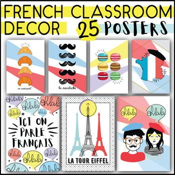Preview of FRENCH CLASSROOM DECOR SET - 25 POSTERS - PRINTABLE DISPLAY
