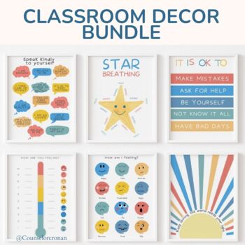 Preview of Classroom decor bundle, calming corner prints, growth mindset, feelings poster