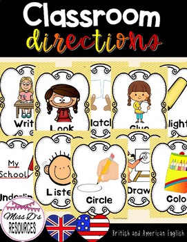 Preview of Classroom directions / ESL Newcomer picture directions