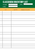 Classroom inventory list/Tracker