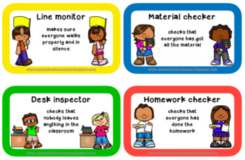 Cards for Leadership Roles (Classroom Jobs) Chart