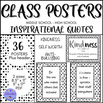 Preview of Classroom kindness quotes posters, class decor middle & high school, life skills