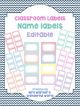 Preview of Classroom labels - Name tags - Chevron (Editable)