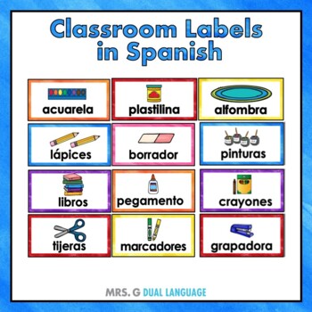 Classroom Labels Spanish By Mrs G Dual Language Tpt