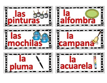 classroom labels spanish by mrs g dual language tpt
