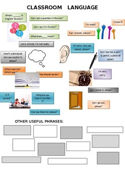 Classroom language for EFL learners (Editable) by Nadia Williams's shop