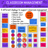 Classroom management- 6 displays- Happy Doodles BRIGHT colors