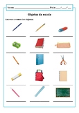 Classroom objects worksheet in Portuguese