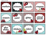 Classroom organization labels (Ladybug theme) black, red and teal