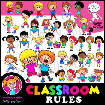 Preview of Classroom rules Variety Pack - B/W & Color clipart {Lilly Silly Billy}