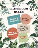 Classroom rules cream modern tropical editable