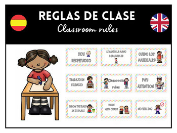 Preview of Classroom rules in Spanish -English / Posters