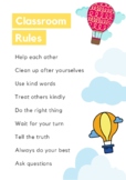 Classroom rules poster - Hot air balloon theme