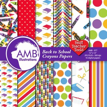 Preview of Classroom Digital Papers, Back to School Backgrounds, AMB-977