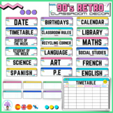 Classroom signs editable name tag- Timetable 90s Retro Dec