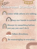 Classroom standards poster Boho rainbows theme
