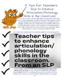 Classroom tips for teachers- Articulation/Phonology Speech