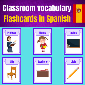 Classroom vocabulary: Printable Flashcards For Kids in Spanish | TPT