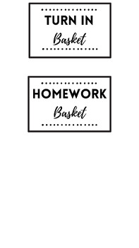 Preview of Classwork and Homework Bin labels