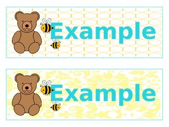 Preview of Classy Bears & Bees Large Name Tags