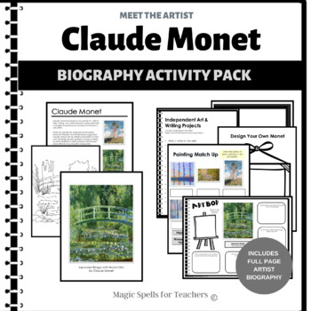 Preview of Claude Monet Activities - Monet Biography Art Activity Unit - Art Sub Lesson