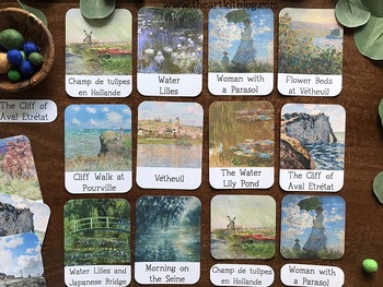 Preview of Claude Monet Artist Unit Study 3 Part Cards