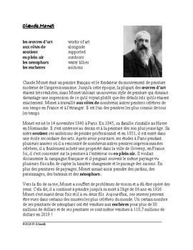 Preview of Claude Monet Biographie en Français: French Biography on Famous Artist