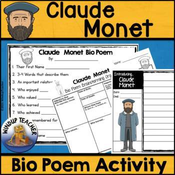 Preview of Claude Monet Biography Poem Activity and Writing Paper