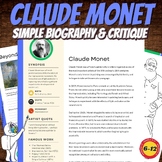 Claude Monet Biography Sheet, Critique, Coloring, Middle S