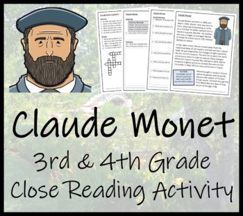 Preview of Claude Monet Close Reading Comprehension Activity | 3rd Grade & 4th Grade