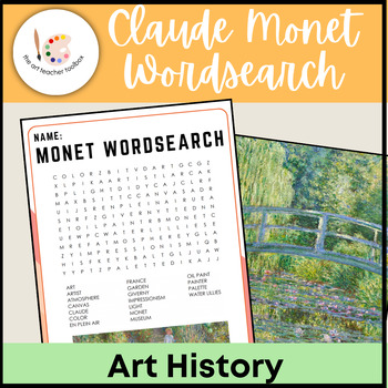 Preview of Claude Monet Wordsearch - Word Search Game Puzzle