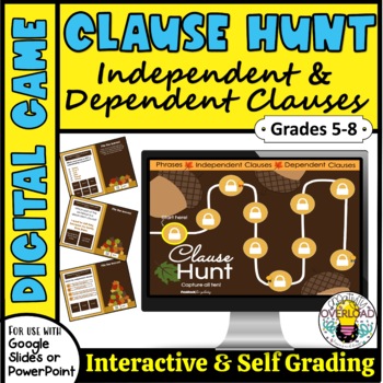 Preview of Clause Hunt Digital Game: Identifying Phrases, Independent & Dependent Clauses