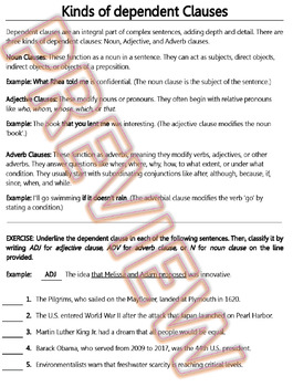 independent clauses worksheets dependent gr reviews preview