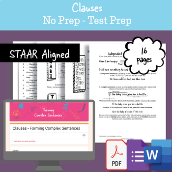 Preview of Clauses: ELA Editing/Revising/Grammar Practice/Test Prep High School & Middle